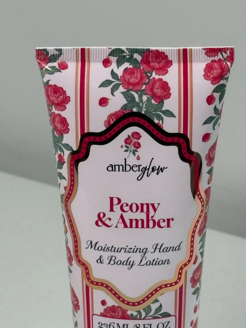 Amber Glow Peony & Amber Moisturizing Hand & Body Lotion 8 oz New